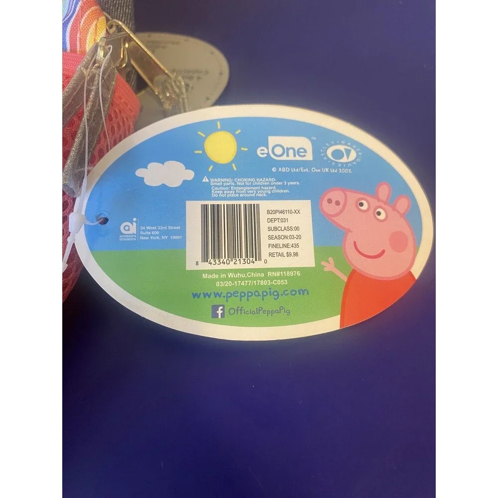 Peppa Pig Kids Backpack Girls School Bag Glitter Heart Rainbow Straps New